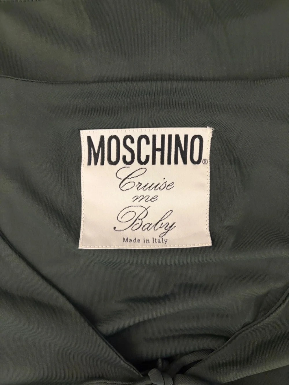 Moschino Deep Green Long-Sleeve V-Neck Ruched Tie Front Top Sz 6 - Picture 5 of 6